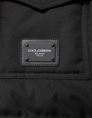 Dolce & Gabbana Black Sleeveless Parka Logo Plaque Jacket