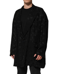 Dolce & Gabbana Black Polyester Logo Monogram Coat Jacket