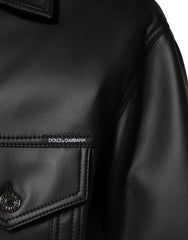 Dolce & Gabbana Black Polyester Button Down Biker Jacket