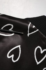 Dolce & Gabbana Black Polyester Heart Print Bomber Jacket
