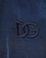 Dolce & Gabbana Blue Nylon DG Embroidery Men Bomber Jacket