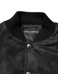 Dolce & Gabbana Black Polyester Logo Plaque Bomber Jacket