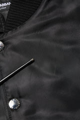 Dolce & Gabbana Black Polyester Logo Plaque Bomber Jacket