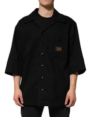 Dolce & Gabbana Black Short Sleeve Button Men Casual Shirt