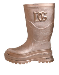 Dolce & Gabbana Metallic Gold Pull On Rain Boots Shoes