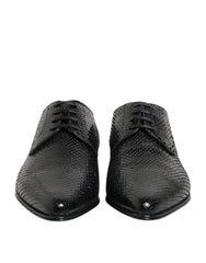 Dolce & Gabbana Black Exotic Leather Lace Up Derby Shoes