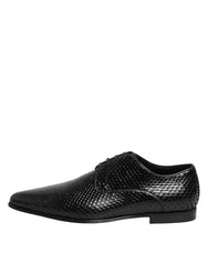 Dolce & Gabbana Black Exotic Leather Lace Up Derby Shoes