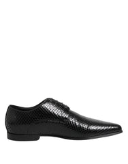 Dolce & Gabbana Black Exotic Leather Lace Up Derby Shoes