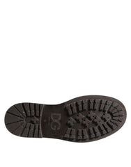 Dolce & Gabbana Brown Leather Distressed Brogue Lace Up Shoes