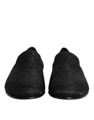 Dolce & Gabbana Black Floral Brocade Loafers Men Dress Shoes