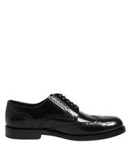 Dolce & Gabbana Black Leather Derby Wingtip Formal Shoes
