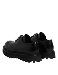 Dolce & Gabbana Black Leather Lace Up Trekking Dress Shoes