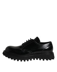 Dolce & Gabbana Black Leather Lace Up Trekking Dress Shoes