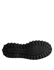 Dolce & Gabbana Black Leather Lace Up Trekking Dress Shoes