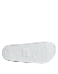 Dolce & Gabbana White Leather Slides Sandals Beachwear Shoes