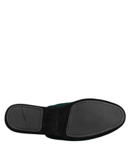 Dolce & Gabbana Green Velvet Cross Embellished Slippers Shoes