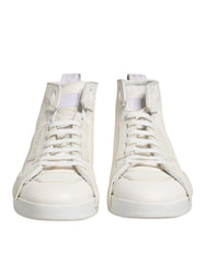 Dolce & Gabbana White Leather Mid Top Sneakers Shoes
