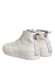 Dolce & Gabbana White Leather Mid Top Sneakers Shoes