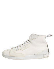 Dolce & Gabbana White Leather Mid Top Sneakers Shoes