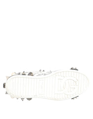 Dolce & Gabbana White Studded Printed Low Top Sneakers Shoes