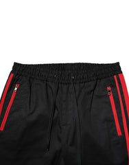 Dolce & Gabbana Red Stripe Cotton Logo Jogger Sweatpants Pants
