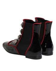 Dolce & Gabbana Black Jackie Buttoned Chelsea Boots Shoes