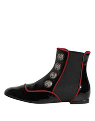 Dolce & Gabbana Black Jackie Buttoned Chelsea Boots Shoes