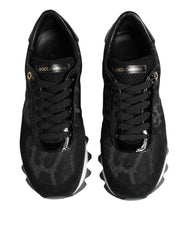 Dolce & Gabbana Black Gray Leopard Low Top Sneakers Shoes