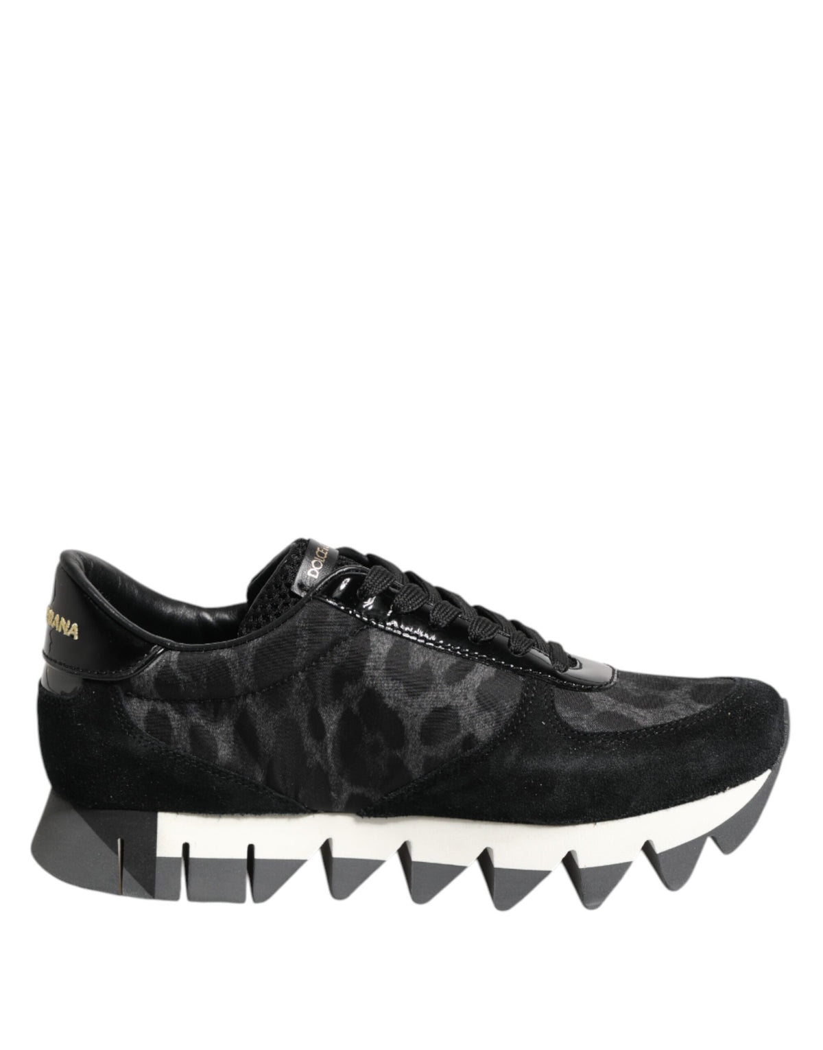 Dolce & Gabbana Black Gray Leopard Low Top Sneakers Shoes