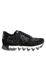 Dolce & Gabbana Black Gray Leopard Low Top Sneakers Shoes