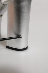 Dolce & Gabbana Silver Logo Ankle Strap Heels Sandals Shoes