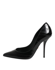 Dolce & Gabbana Black Leather Stiletto High Heels Pumps Shoes