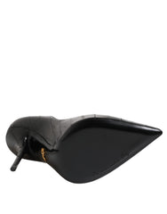 Dolce & Gabbana Black Leather Stiletto High Heels Pumps Shoes