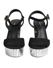 Dolce & Gabbana Black Crystal Ankle Strap Keira Sandal Shoes