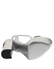 Dolce & Gabbana Silver Leather Platform Keira Sandals Shoes