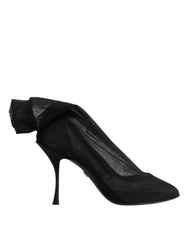 Dolce & Gabbana Black Silk Stretch Mesh Sock Boots Shoes