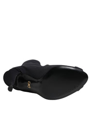 Dolce & Gabbana Black Stiletto Heels Lace Up Boots Shoes