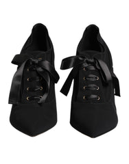 Dolce & Gabbana Black Lace Up Stiletto Heels Pumps Shoes