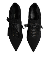 Dolce & Gabbana Black Lace Up Stiletto Heels Pumps Shoes