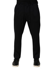 Dolce & Gabbana Black Stripes Viscose Skinny Dress Men Pants