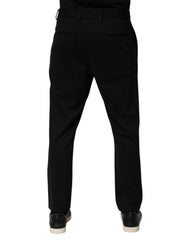 Dolce & Gabbana Black Stripes Viscose Skinny Dress Men Pants
