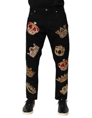 Dolce & Gabbana Black Baroque Royal Men Dress Trouser Pants