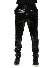 Dolce & Gabbana Black Polyester Mid Waist Men Trouser Pants
