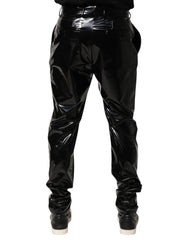 Dolce & Gabbana Black Polyester Mid Waist Men Trouser Pants