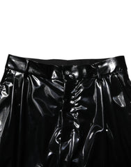 Dolce & Gabbana Black Polyester Mid Waist Men Trouser Pants
