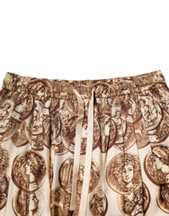Dolce & Gabbana Beige Coin Print Silk Twill Men Jogger Pants
