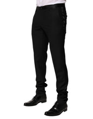 Dolce & Gabbana Black Wool Tapered Formal Men Dress Pants