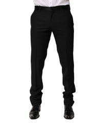 Dolce & Gabbana Black Wool Tapered Formal Men Dress Pants