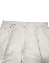 Dolce & Gabbana Cream Linen Dress Slim Formal Trouser Pants