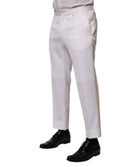 Dolce & Gabbana White Polyester Tapered Formal Trouser Pants
